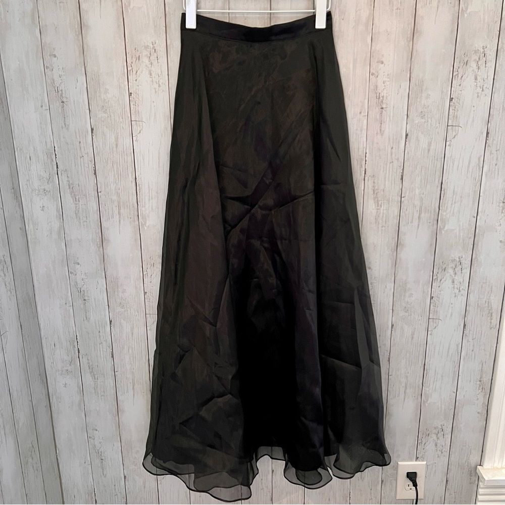 JS Collections Black Sheen Formal Maxi Skirt M4